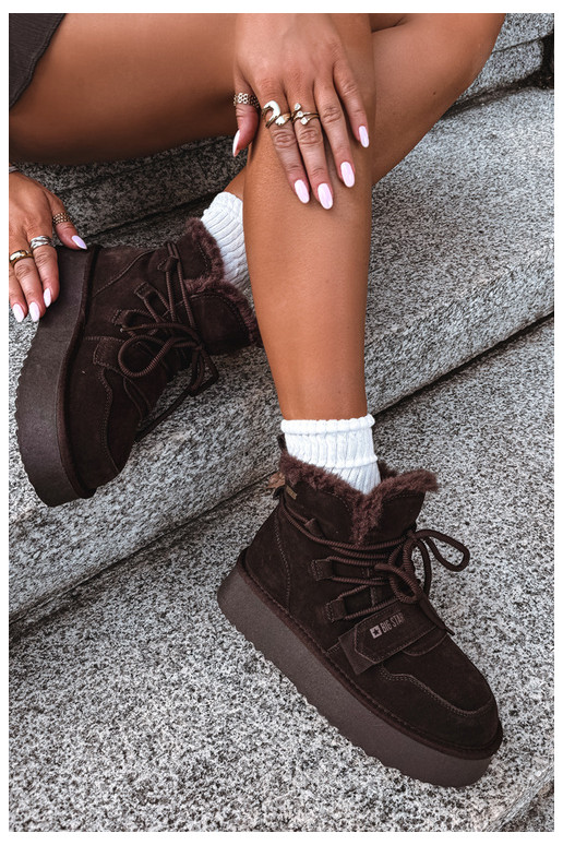 Women's suede snow boots chocolate Big Star