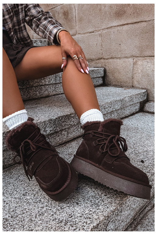 Women's suede snow boots chocolate Big Star