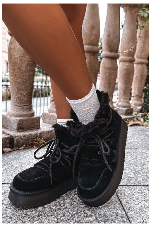 Women's suede snow boots black Big Star