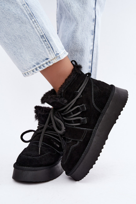 Women's suede snow boots black Big Star