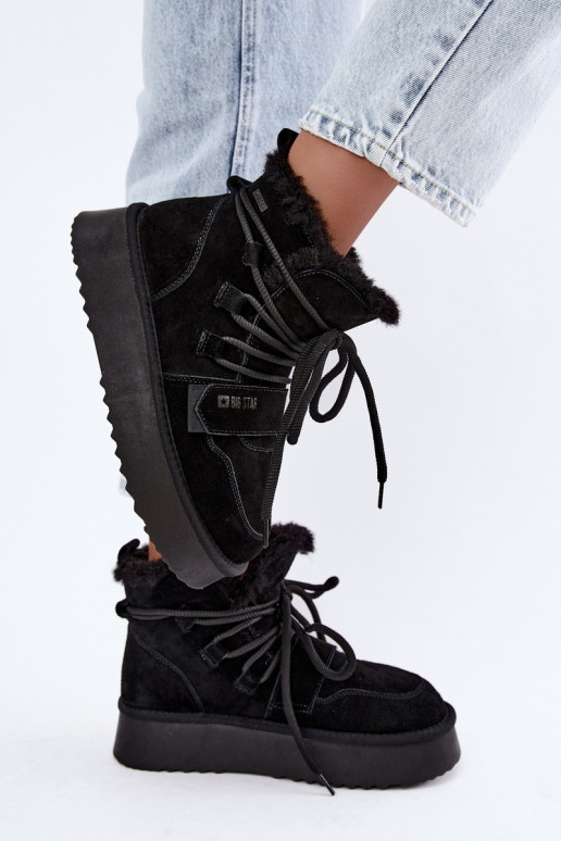 Women's suede snow boots black Big Star