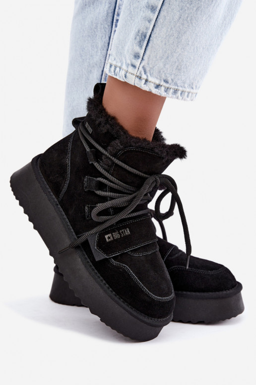 Women's suede snow boots black Big Star