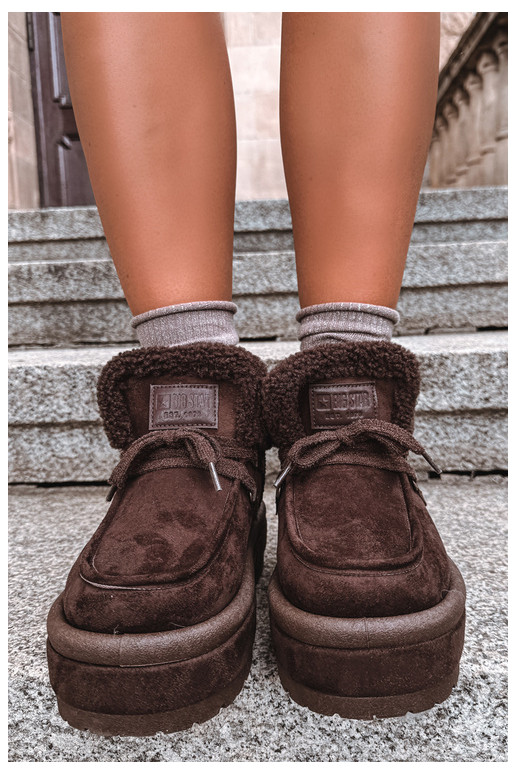 buty śniegowe z platformą i ociepleniem Big Star UU274214 w kolorze czekoladowym