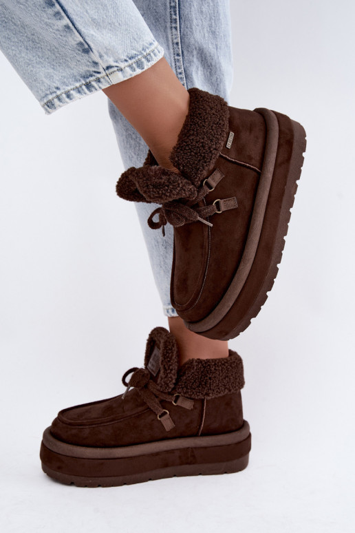 snow boots with platform and insulation Big Star UU274214 chocolate color