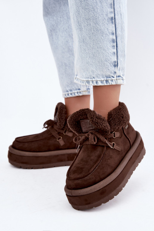 buty śniegowe z platformą i ociepleniem Big Star UU274214 w kolorze czekoladowym
