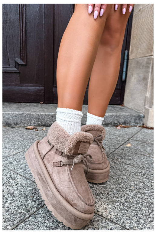 snow boots with platform and insulation Big Star UU274215 sand color