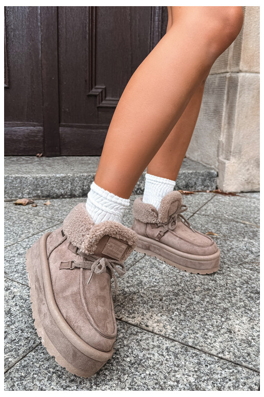 snow boots with platform and insulation Big Star UU274215 sand color