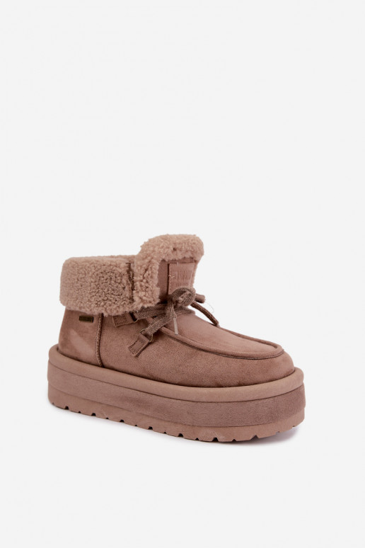 snow boots with platform and insulation Big Star UU274215 sand color