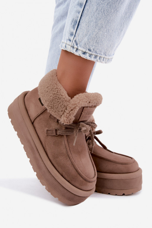 snow boots with platform and insulation Big Star UU274215 sand color