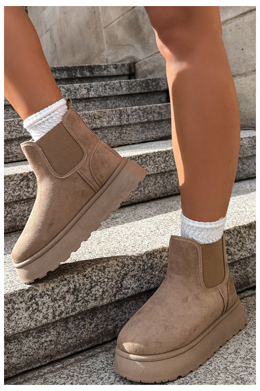 snow boots for women with platform Big Star UU274173 sand color