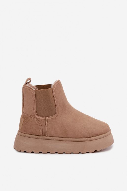 buty śniegowe dla kobiet z platformą Big Star UU274173 w kolorze piaskowym