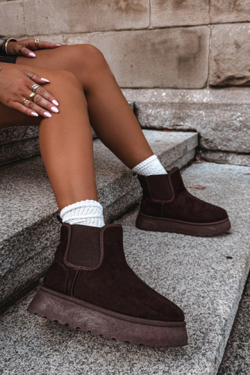 snow boots for women with platform Big Star UU274174 chocolate color