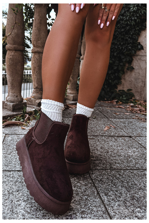 snow boots for women with platform Big Star UU274174 chocolate color