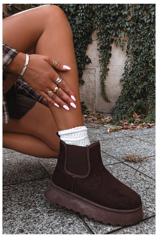 snow boots for women with platform Big Star UU274174 chocolate color