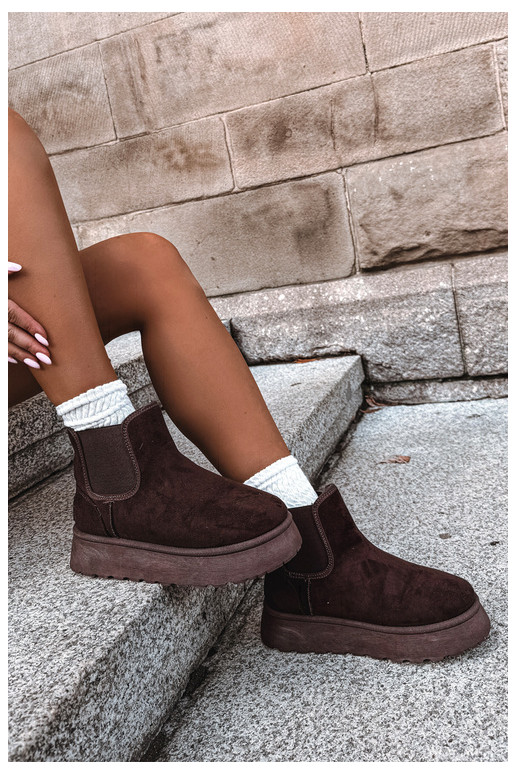 snow boots for women with platform Big Star UU274174 chocolate color
