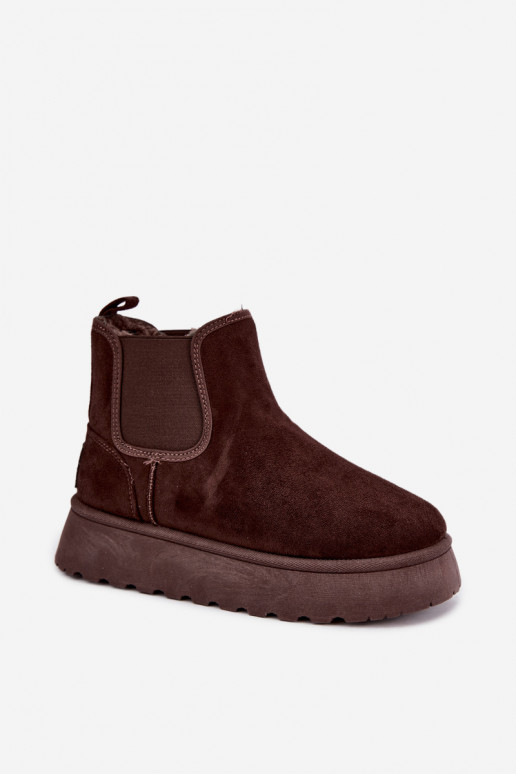 snow boots for women with platform Big Star UU274174 chocolate color