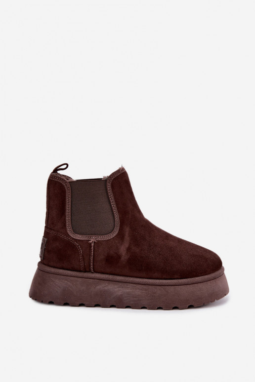 snow boots for women with platform Big Star UU274174 chocolate color