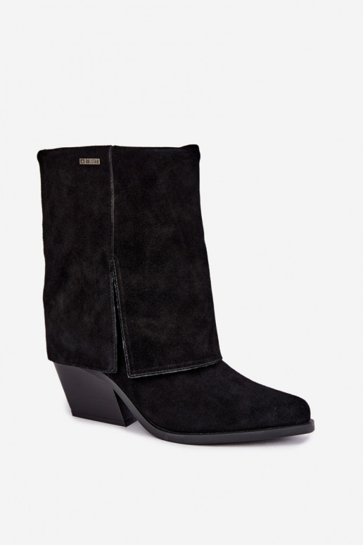 Cowboy-style ankle boots with heels in natural suede Big Star UU274113 black