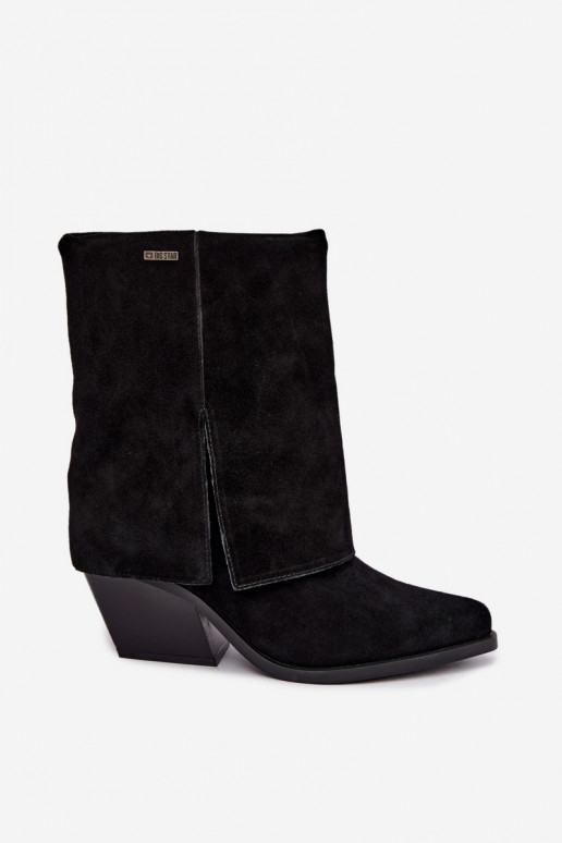 Cowboy-style ankle boots with heels in natural suede Big Star UU274113 black