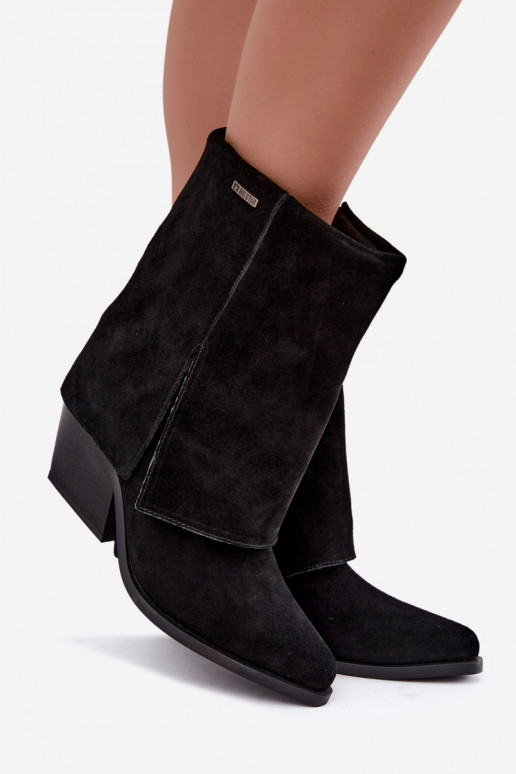 Cowboy-style ankle boots with heels in natural suede Big Star UU274113 black