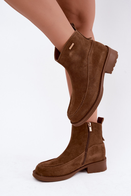 Women's suede boots with insulation Big Star UU274601 brown