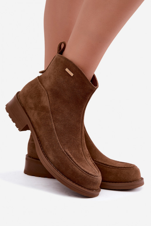 Women's suede boots with insulation Big Star UU274601 brown