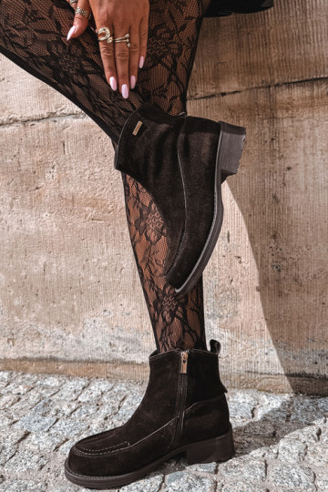 natural suede insulated boots for women Big Star UU274602 chocolate color