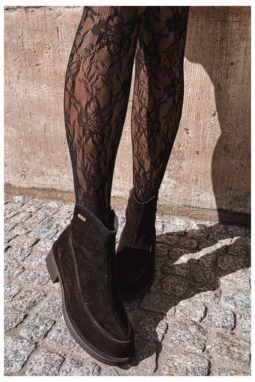 natural suede insulated boots for women Big Star UU274602 chocolate color