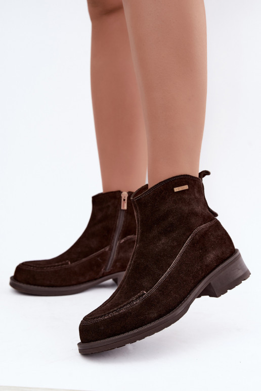 natural suede insulated boots for women Big Star UU274602 chocolate color