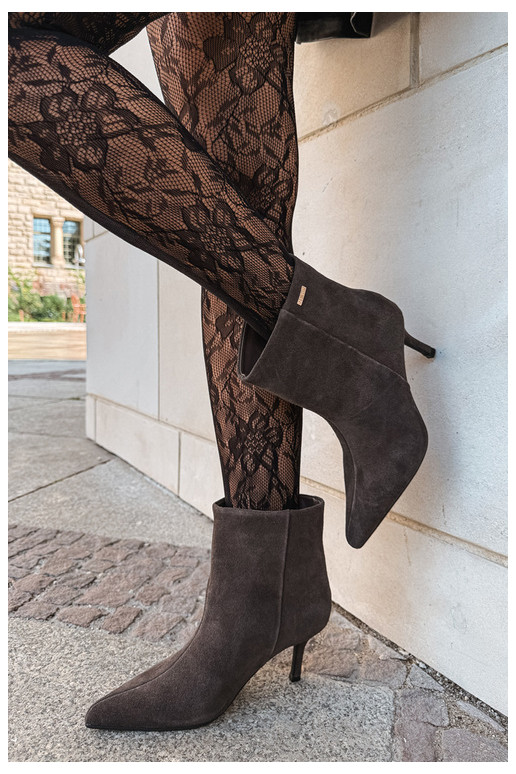 Suede boots with thin heels and insulation, slip-on Big Star UU274492 brown