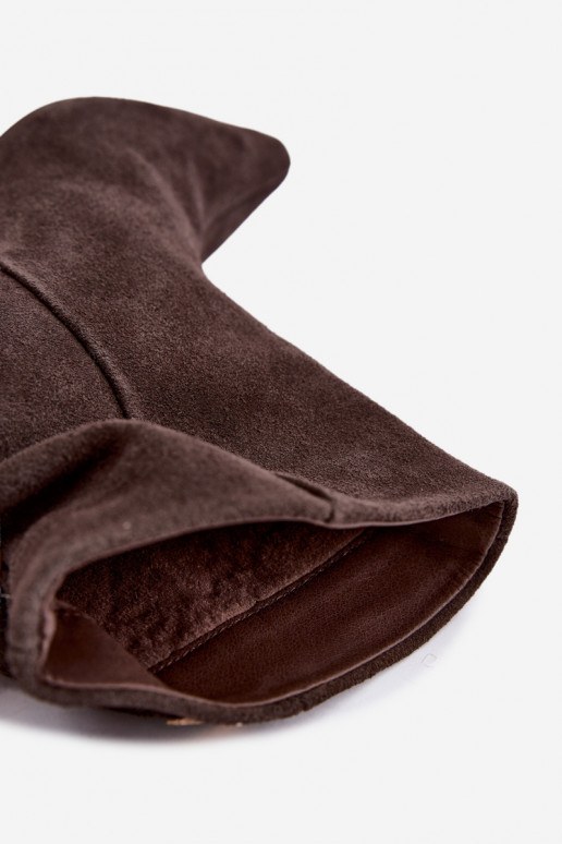 Suede boots with thin heels and insulation, slip-on Big Star UU274492 brown