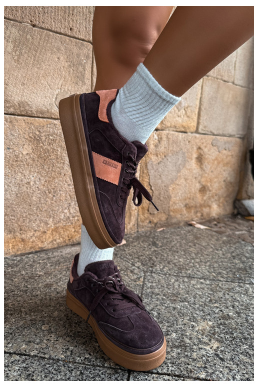 faux suede sneakers model boots for women insulated Big Star UU274770 chocolate color