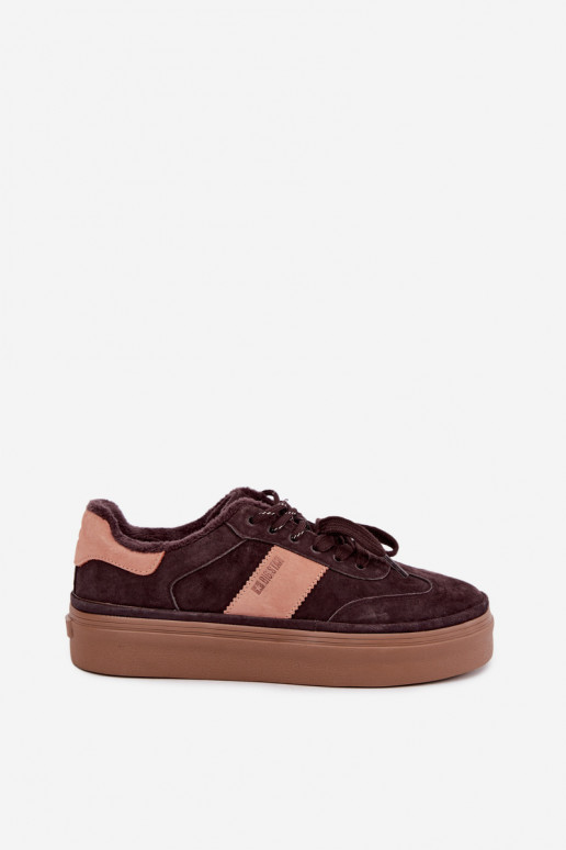 faux suede sneakers model boots for women insulated Big Star UU274770 chocolate color