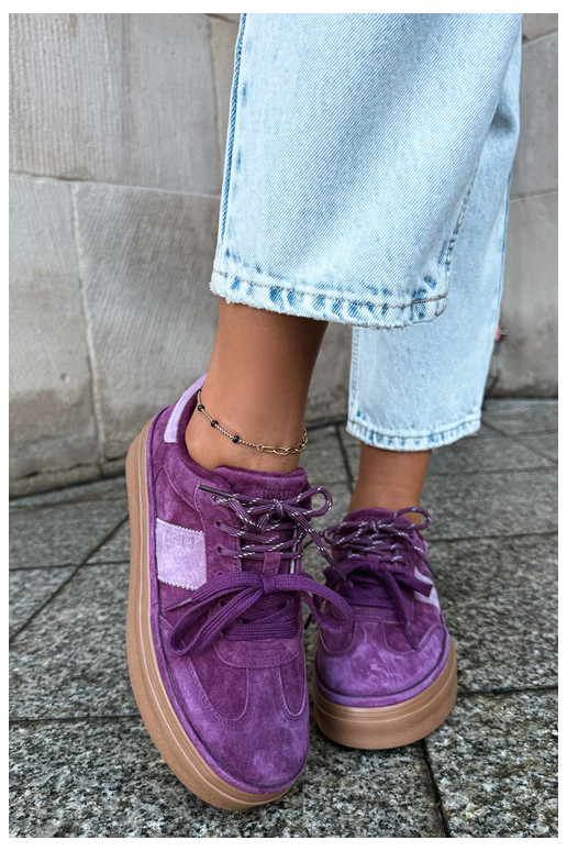 Fioletowe damskie sneakersy z sztucznego zamszu z ociepleniem Big Star UU274772