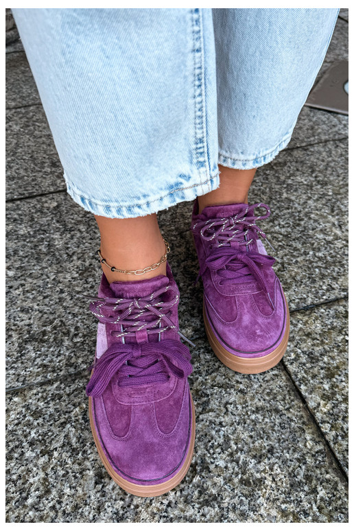 Fioletowe damskie sneakersy z sztucznego zamszu z ociepleniem Big Star UU274772
