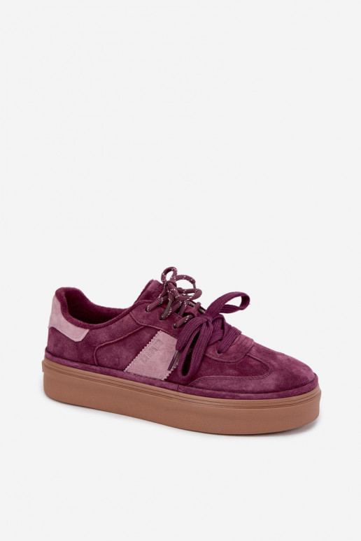 Fioletowe damskie sneakersy z sztucznego zamszu z ociepleniem Big Star UU274772