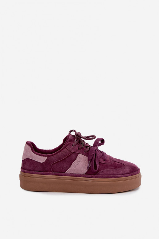 Fioletowe damskie sneakersy z sztucznego zamszu z ociepleniem Big Star UU274772