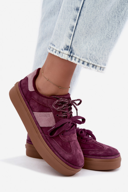 Fioletowe damskie sneakersy z sztucznego zamszu z ociepleniem Big Star UU274772