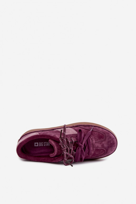 Fioletowe damskie sneakersy z sztucznego zamszu z ociepleniem Big Star UU274772