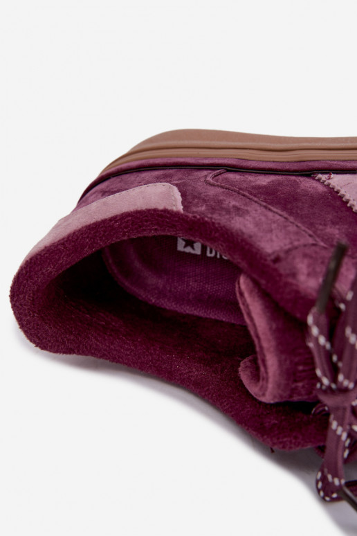 Fioletowe damskie sneakersy z sztucznego zamszu z ociepleniem Big Star UU274772