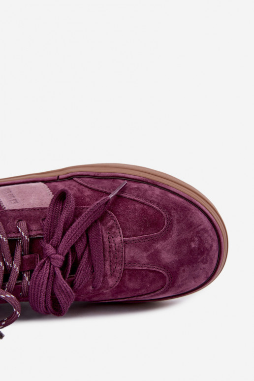 Purple women's sneakers made of faux suede with insulation Big Star UU274772