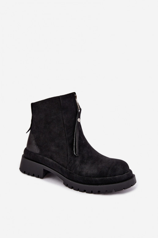 Insulated suede shoes for women Tai turiciejka K7732-01 black color