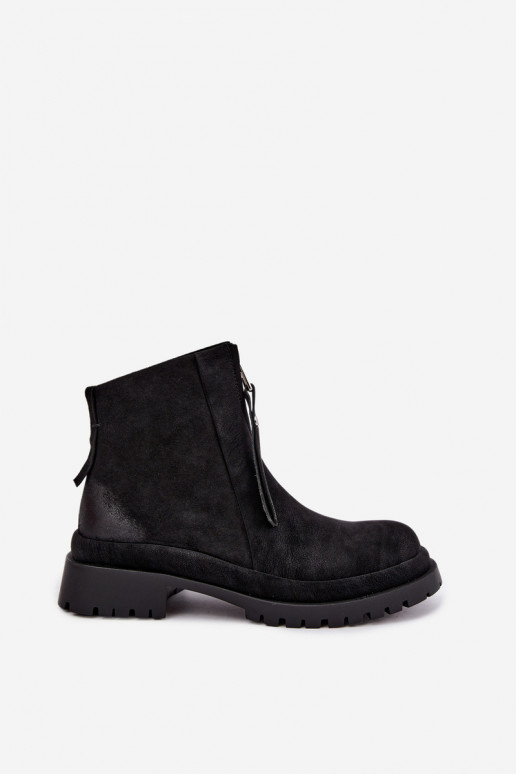 Insulated suede shoes for women Tai turiciejka K7732-01 black color