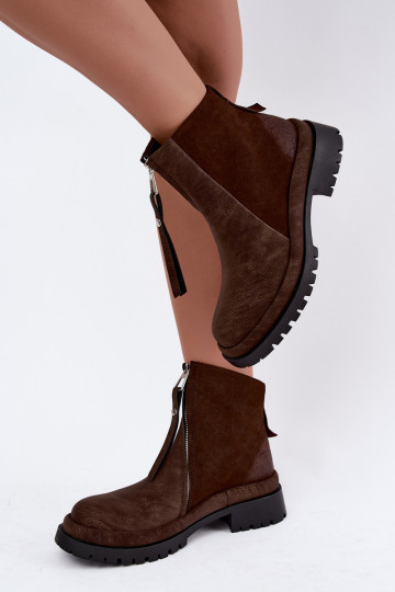 Insulated suede shoes for women Tai turiciejka K7732-02 brown color