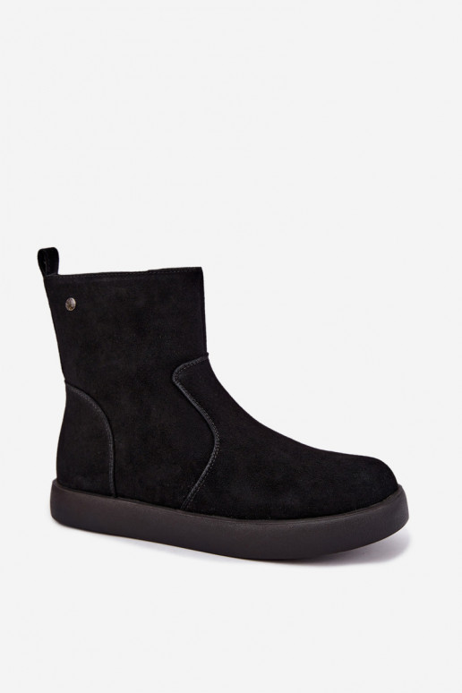 Insulated suede shoes for women Tai turiciejka K7800-01 black color