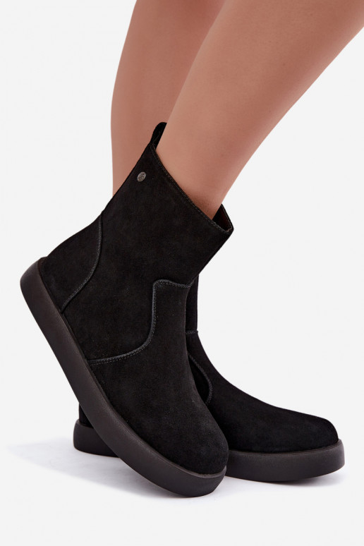 Insulated suede shoes for women Tai turiciejka K7800-01 black color