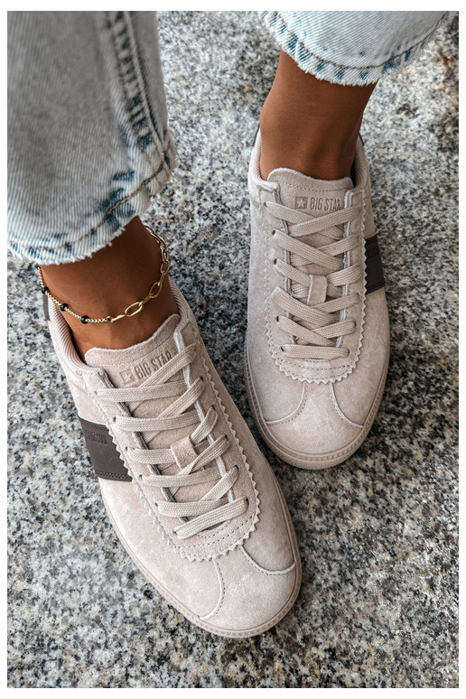 Faux suede women's sneakers Big Star UU274440 in sand