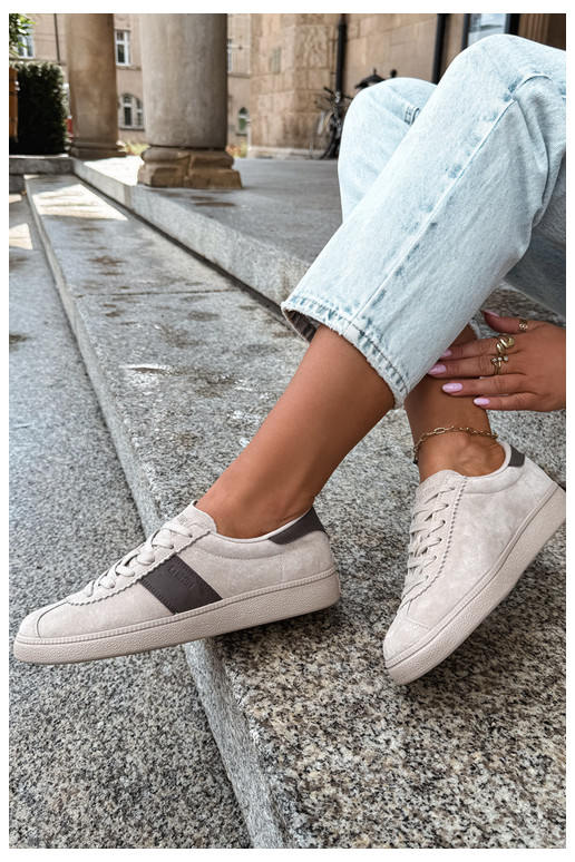 Faux suede women's sneakers Big Star UU274440 in sand