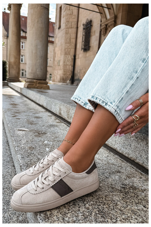 Faux suede women's sneakers Big Star UU274440 in sand