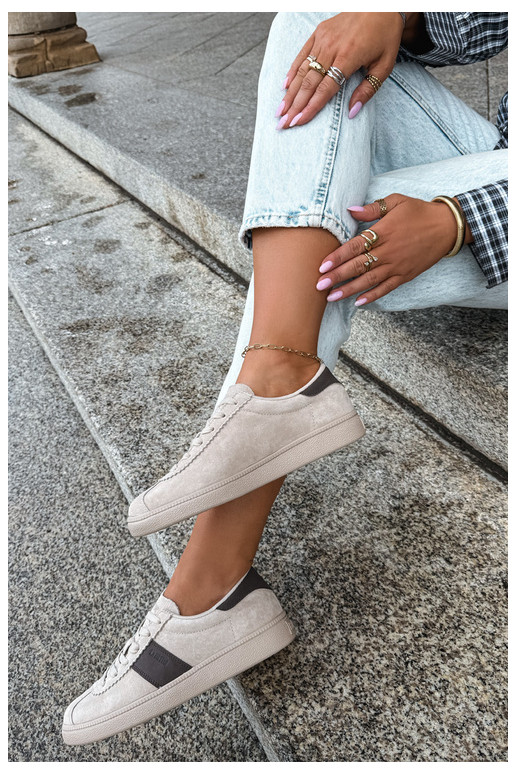 Faux suede women's sneakers Big Star UU274440 in sand
